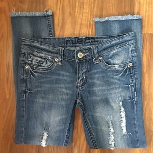 Rue 21 Distressed Blue Denim Jeans Size 3/4